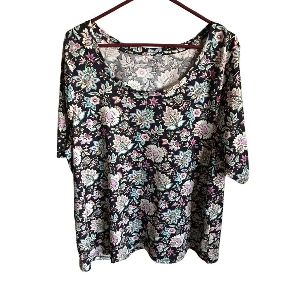 Lane Bryant black floral perfect short sleeve tee top plus size 22/24
